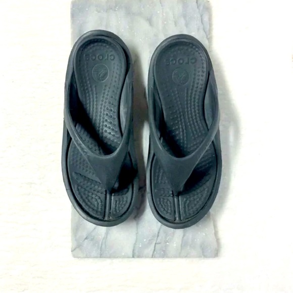CROCS Shoes - Crocs Thong Sandals Black Rubber Foam Sz 9/10